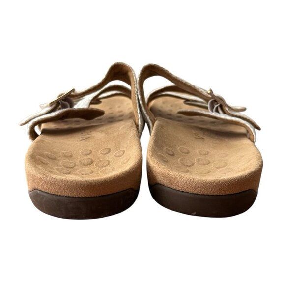 Vionic Skylar White Leather Faux Snakeskin Slip On Sandals Slides Buckle Size 10 - Picture 3 of 13